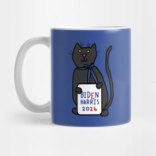 Small Cat with Biden Harris 2024 Sign Mug